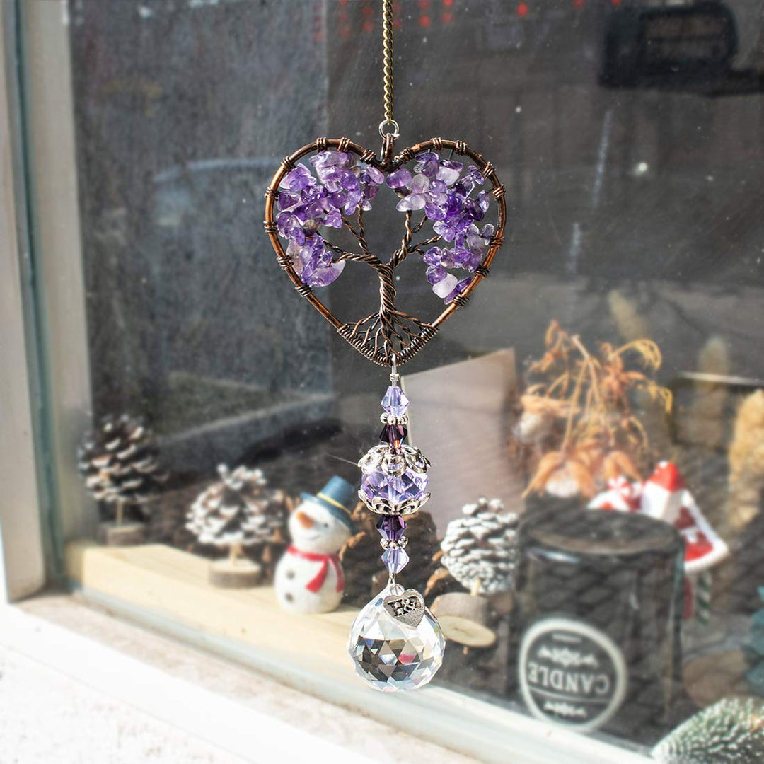 H&D HYALINE & DORA Sun Catcher Crystal Tree of Life Rainbow Maker Drops Hang for Window, Home Decor, Car Charms