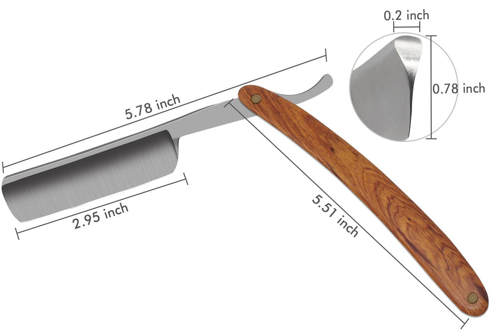 Straight Edge Razor Shaving Shaver for Men, Matte-Finish Blade Tainless Steel Cutthroat Handmade Sharp, Vintage Pure Wood Handle