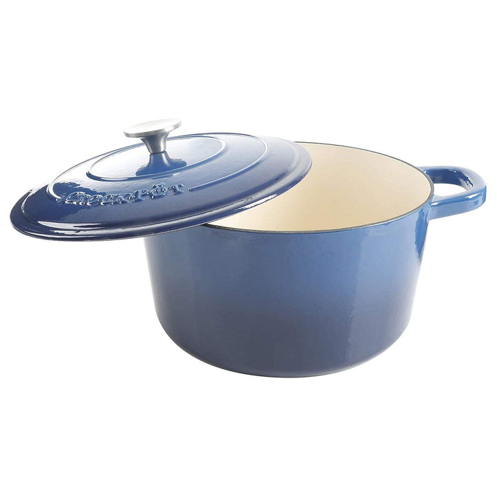 Artisan Round Enameled Cast Iron Dutch Oven, 7-Quart, Sapphire Blue