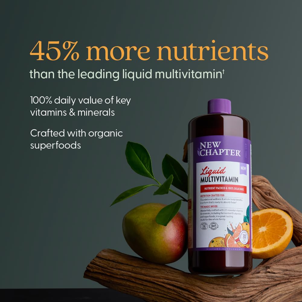 Liquid Multivitamin + Mineral Supplement for Whole-Body Benefits, 100% Delicious Multivitamin for Adults, Teens & Kids 2+, Ready to Absorb Faster, Orange Mango Flavored, 30 oz