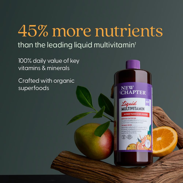 Liquid Multivitamin + Mineral Supplement for Whole-Body Benefits, 100% Delicious Multivitamin for Adults, Teens & Kids 2+, Ready to Absorb Faster, Orange Mango Flavored, 30 oz
