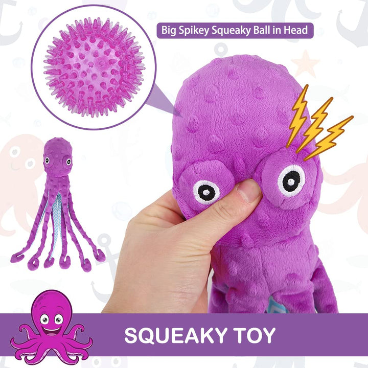 Squeaky Dog Toys - Best Plush Dog Toy Puppy Birthday Gift Soft Stuffed Chew Toy Crinkle Paper and Built-in Squeaker Durable Interactive for Small Medium Large Dogs Chewing, Purple