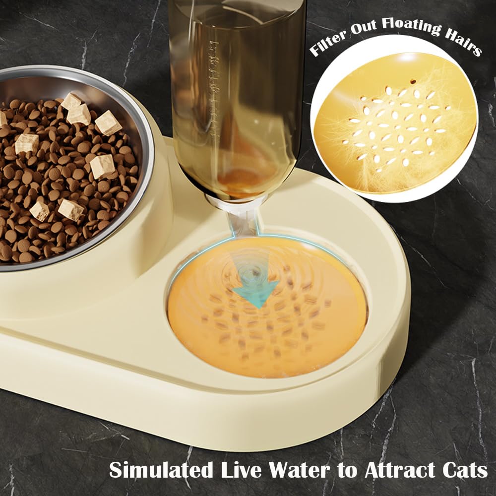 Cat Bowls, Pet Food Bowls, 15° Tilted Cat Bowl for Indoor Cats, Dog Food and Water Bowl Set