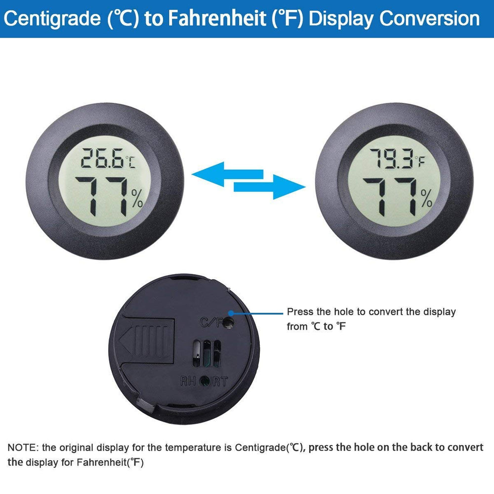 4-pack Mini Hygrometer Thermometer Fahrenheit or Celsius Meter Digital LCD Monitor Indoor Room Round Humidity Temperature Gauge for Humidors Home Humidifiers Car Greenhouse Babyroom
