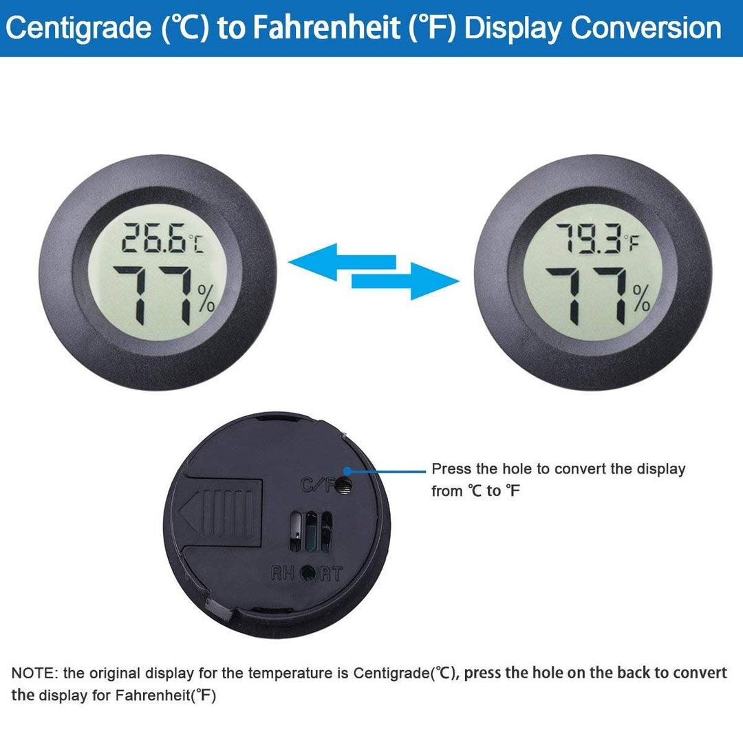 4-pack Mini Hygrometer Thermometer Fahrenheit or Celsius Meter Digital LCD Monitor Indoor Room Round Humidity Temperature Gauge for Humidors Home Humidifiers Car Greenhouse Babyroom