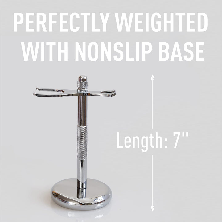 Safety Razor & Shaving Brush Display Stand with Non Slip Base, Dual Shave Stand Designed to Prevent Water Damage, Improve Hygiene and Protect Shaving Kit