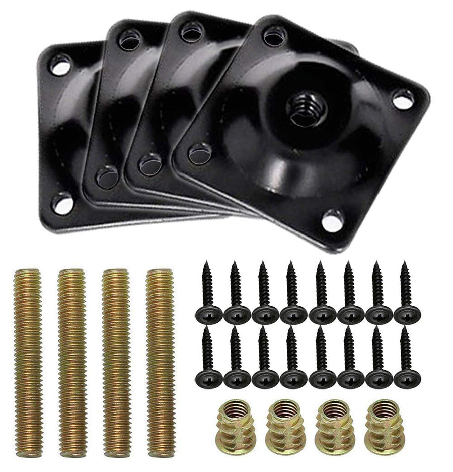 Leg Mounting Plates, Furniture Leg Attachment Plates T-Plate Sofa Legs with Hanger Bolts for Furniture Sofas Couches Seats,28pcs