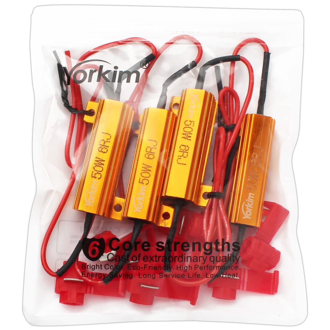 50W 6ohm Load Resistors, LED Resistor for Turn Signal 3157/7443/1157 - Fix LED Bulb Fast Hyper Flash, Turn Signal Blink and Error Message - Pack of 4