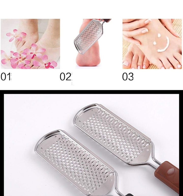 Foot File Colossal Foot Rasp Stainless Steel Pedicure Metal Surface Foot Care Tool,Foot Rasp Eliminate Feet Cracked Dead Thick Dry Hard Skin 28CM (Brown&11.2)