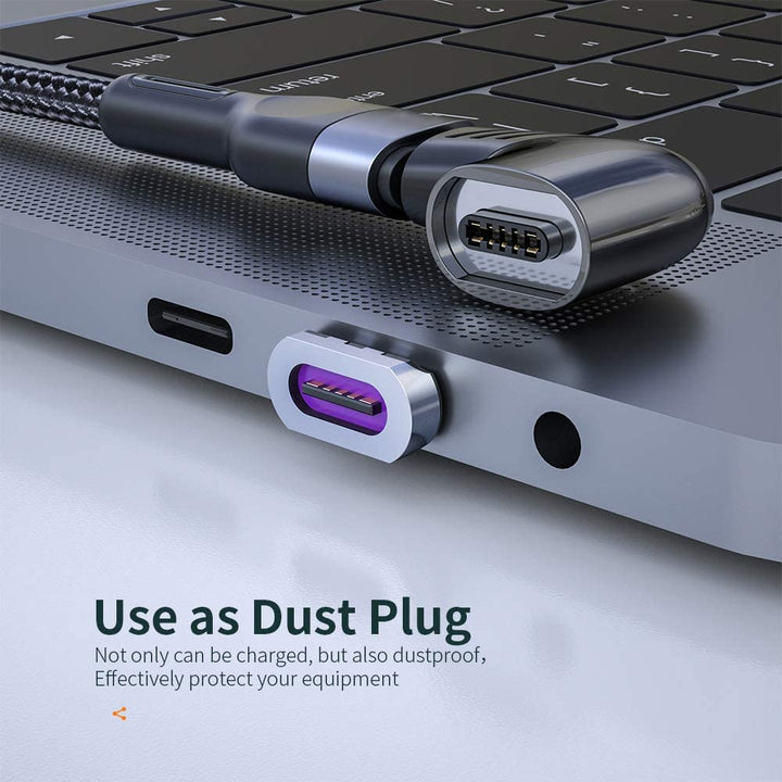 USB C Magnetic Charging Adapter Type C Right Angle Connector 100w PD Charger 480Mbp/s Data Transfer Compatible with MacBook Pro/Air Smartphone Tablet USB-C Devices-Black