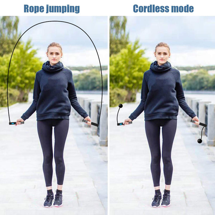 Jump Rope, Digital Weighted Handle Workout Jumping Rope with Calorie Counter for Training Fitness, Adjustable Exercise Speed Skipping Rope for Men, Women, Kids, Girls (Black)