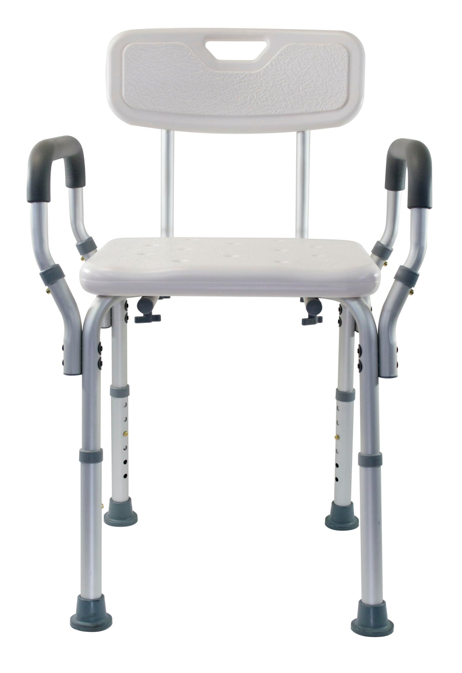 Height Adjustable Shower and Bath Bench with Padded Arms, Contoured Back and Textured Shower Chair Seat - Perfect for The Bath and Shower