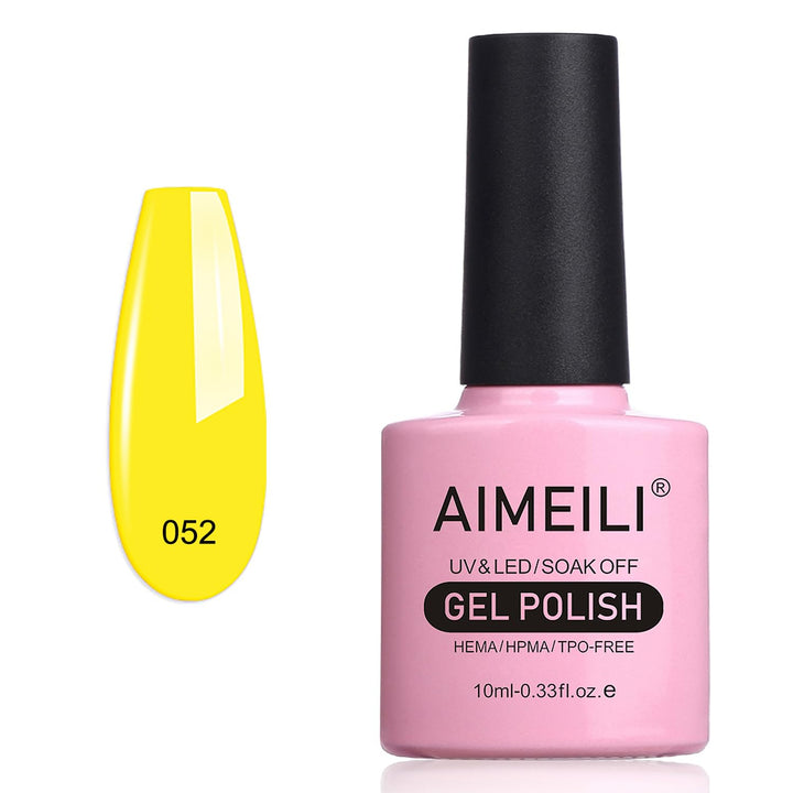 Shellac Soak Off UV LED Gel Nail Polish - Neon Canary Yellow (052) 10ml