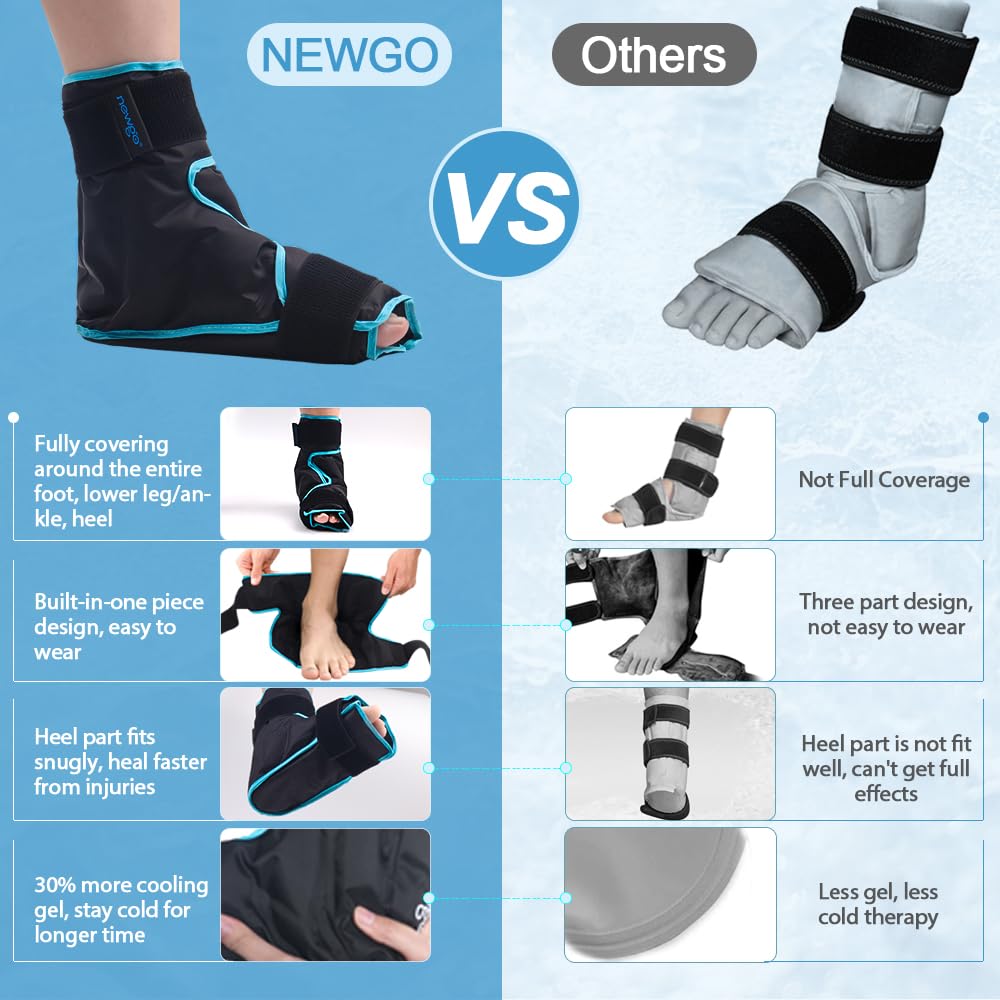Ice Pack Foot Ice Pack Wrap for Plantar Fasciitis, Edema, Achilles Tendonitis Relief, Gel Foot Cold Pack Hot Cold Therapy Ice Boot for Foot and Ankle Swelling, Sprained Ankles Heels - Black
