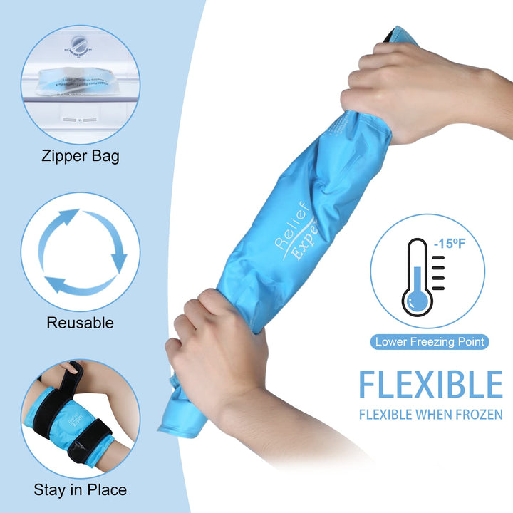 XL Knee Ice Pack Wrap Around Entire Knee After Replacement Surgery, Ice Pack for Knee Injuries Reusable Gel-Large