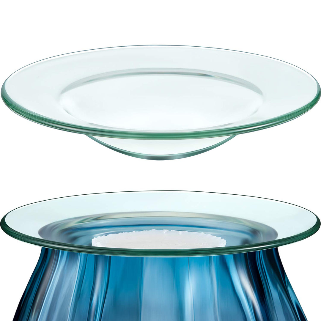 2 Pieces 4.5'' Replacement Oil Warmer Dish Round Glass Dish Wax Melt Warmer Bowl Plate Lid Tray for Aroma Therapy Lamp Electric Lamps Oil and Tart Warmers