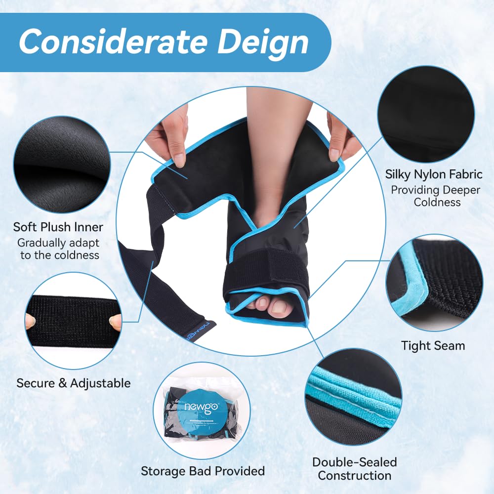 Ice Pack Foot Ice Pack Wrap for Plantar Fasciitis, Edema, Achilles Tendonitis Relief, Gel Foot Cold Pack Hot Cold Therapy Ice Boot for Foot and Ankle Swelling, Sprained Ankles Heels - Black