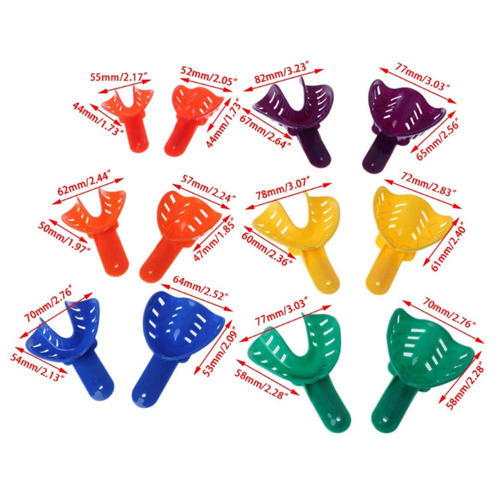 12pcs Dental Impression Tray Plastic 6 Sizes Autoclavable for Adult and Children
