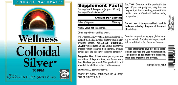 Wellness Colloidal Silver 30 ppm, Supports Physical Well Being* - 16 Fluid oz