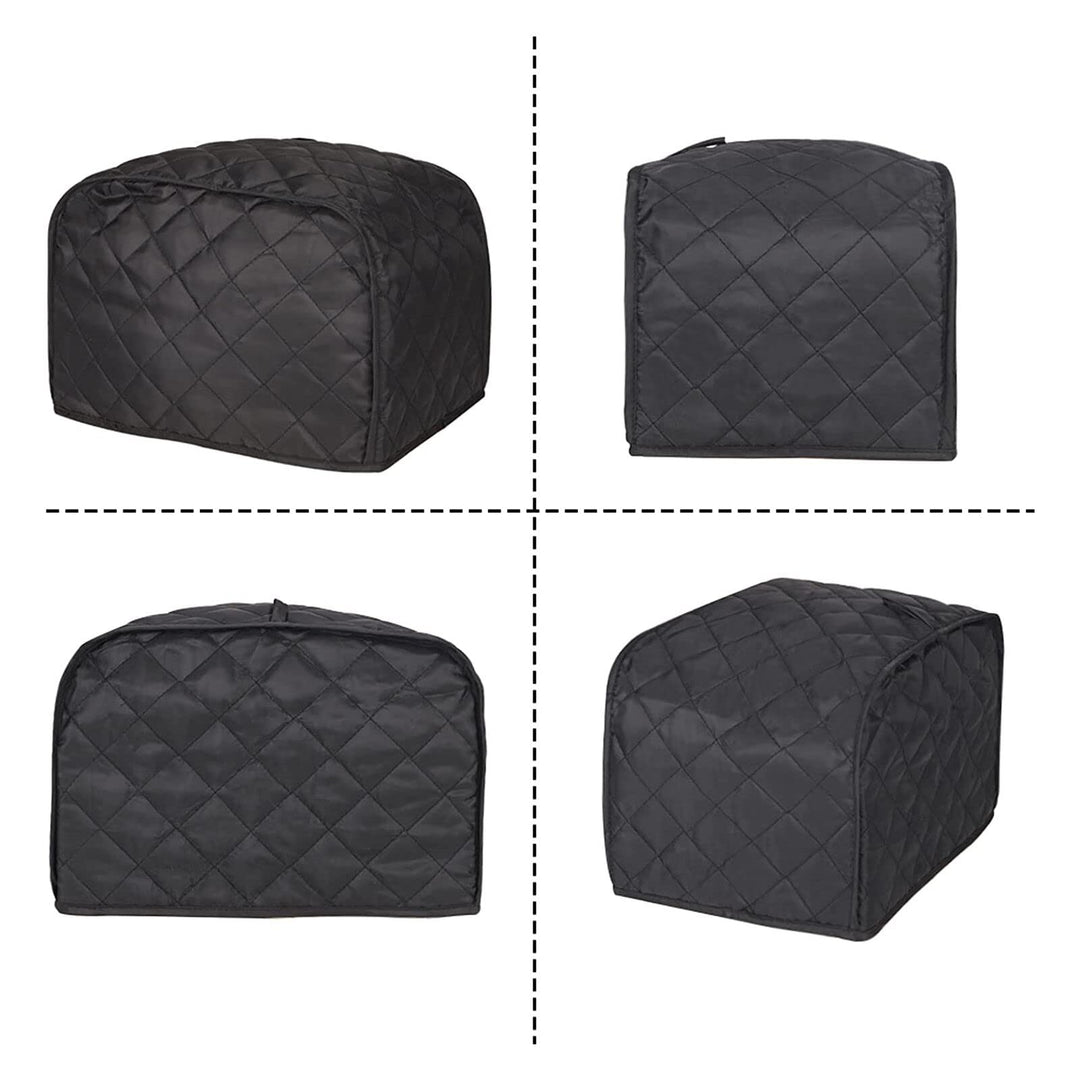 Toaster Cover, Quilted Toaster Cover 2 Slice,Kitchen Small Appliance Covers, Toaster Cover Fits for Most Standard 2 slice Toasters, Universal Size Microwave Oven Dustproof Cover Women Gift (Black)