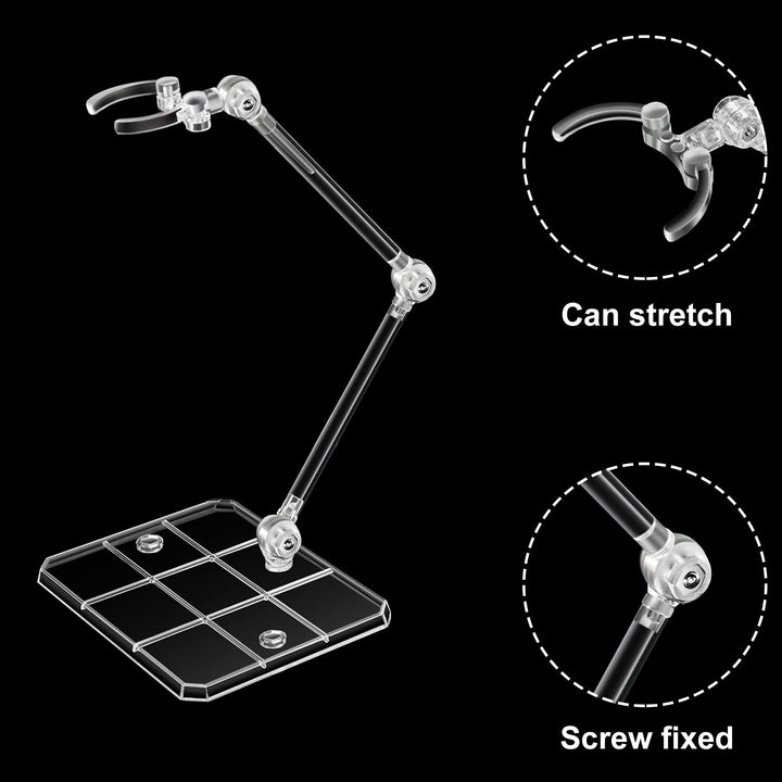 9 Pieces Action Figure Display Holder Base Clear Action Figure Display Stand Doll Model Support Stand Action Figures Doll Display Holder Compatible with HG RG SD SHF Gundam 1/144 Toy
