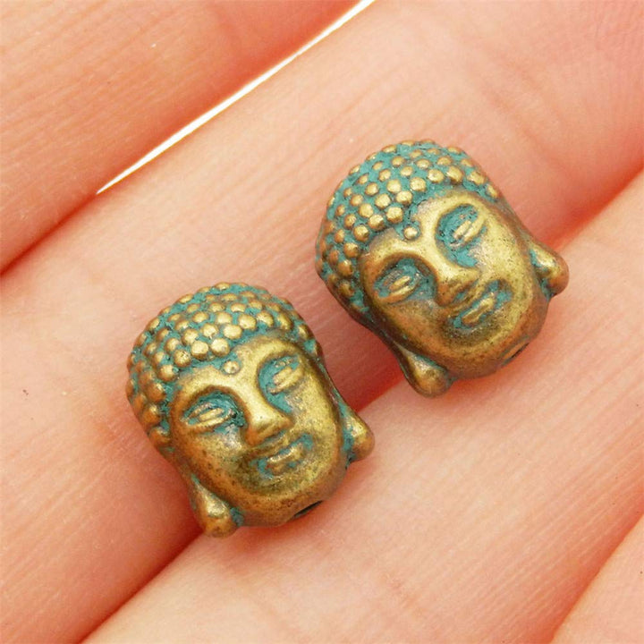 50-Pack Retro Style Assorted Metal Hindu Buddha Head Spacers Loose Beads Hole 2mm Bracelets Charms Necklaces Pendants Jewelry Making Findings 11x9x8mm Mixed Colors
