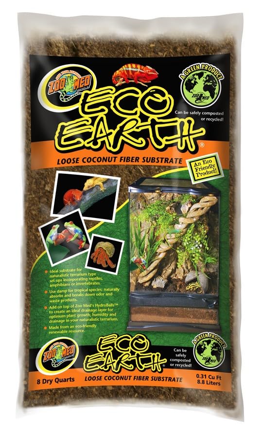 Eco Earth All-Natural Loose Coconut Fiber, Safely Composted, Tropical Substrate for Reptiles (8 Quarts, 2-Pack)