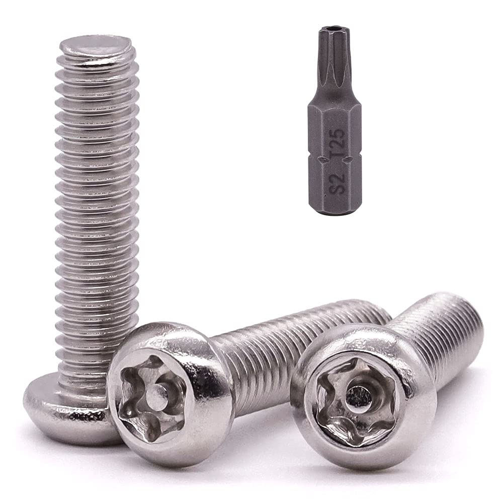 M3-0.5 x 6mm 100 PCS Button Head Torx Security Machine Screws Bolts 304 Stainless Steel 18-8 Tamper Resistant Screws with a Torx Driver Bit, Full Thread, Bright Finish