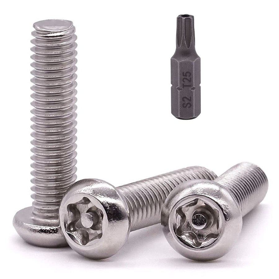 M3-0.5 x 6mm 100 PCS Button Head Torx Security Machine Screws Bolts 304 Stainless Steel 18-8 Tamper Resistant Screws with a Torx Driver Bit, Full Thread, Bright Finish