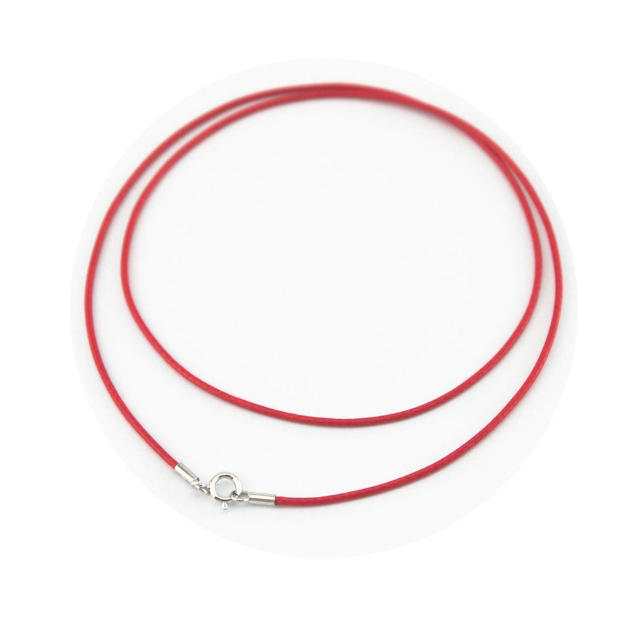 Red Silk Braided Rope Chain 925 Silver Plated Clasp Leather Cord Chain Necklace Rope (1.0 mm, 20 Inches)