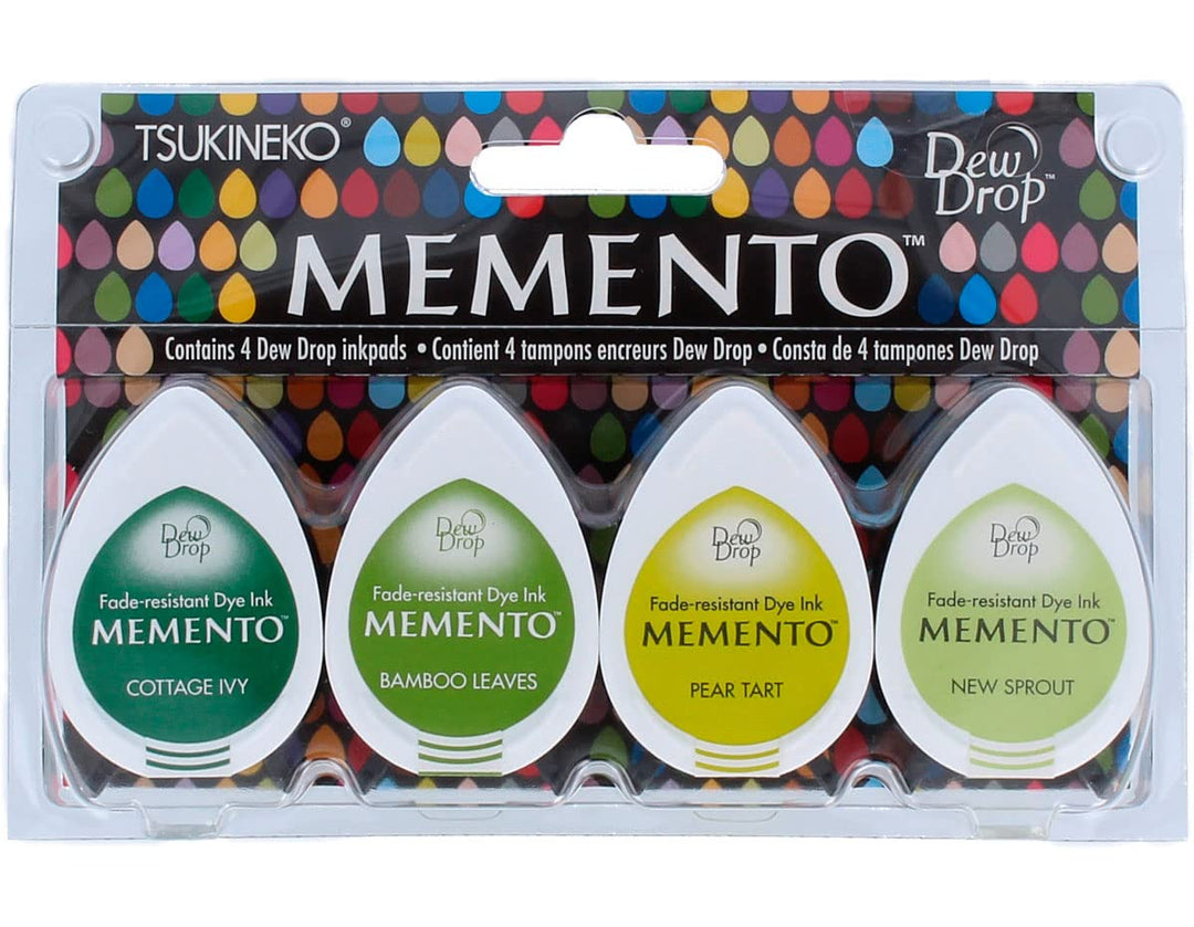4-Pack Assortment Memento Dew Drops Fade-Resistant Ink, Greenhouse