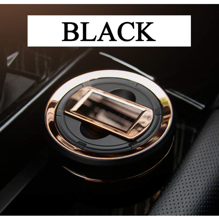 Car Ashtray Detachable Ceramics with Lid Led Light and Removable Lighter Solar Energy and USB Dual Charging for Most Car Cup Holder(1. Black with Lighter)