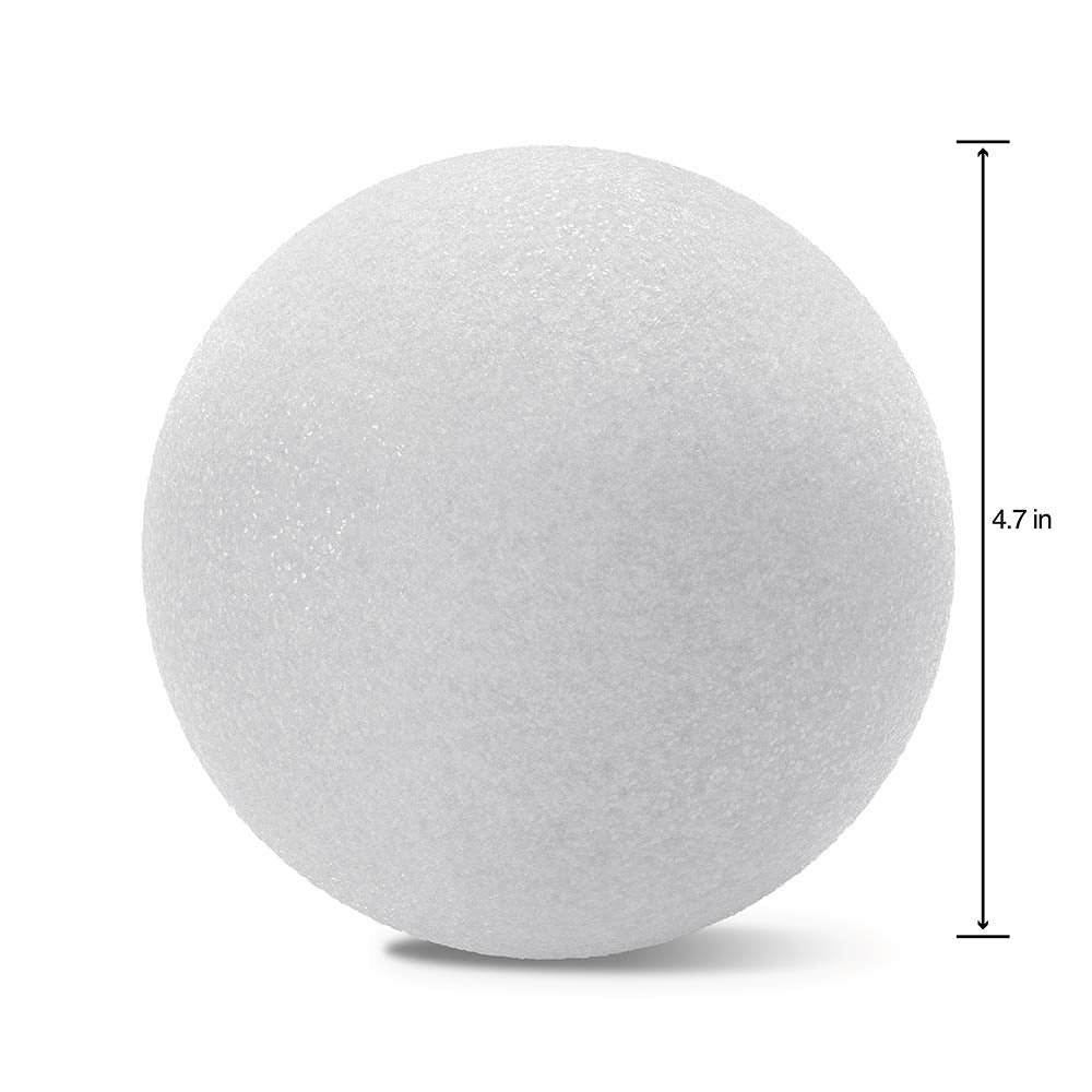 Packaged Styrofoam Ball, 5-Inch Snowball, White