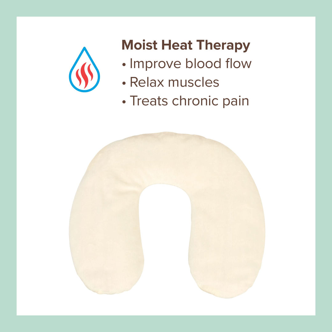 Neck Pillow Heating Pad for Neck and Shoulders with Moist Heat & Aromatherapy, Lavender & Chamomile, White