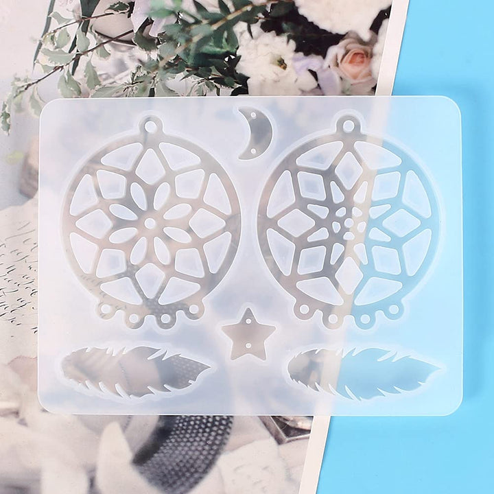 Dream Catcher Resin Molds, DIY Crystal Keychain Pendant Resin Silicone Mold for Epoxy Resin Casting,Crystal Jewelry Accessories Crafts Making Mould for Home Decoration