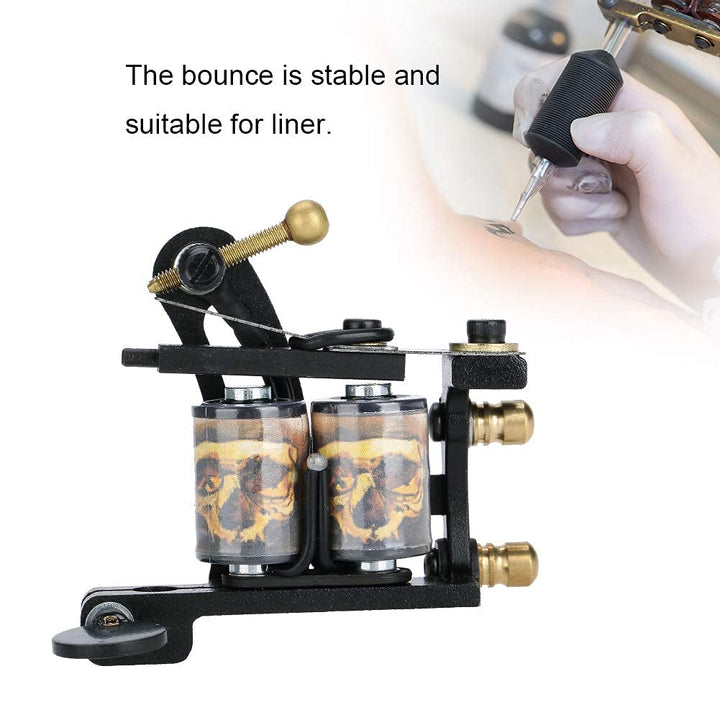Coil Tattoo Machine, Tattoo Shader Machine, Professional Tattooist Shader Tattoo Machine Liner Shader Gun 10 Wrap Copper Coils Coloring Coating Tool Coils Tattoo Machine Liner & Shader
