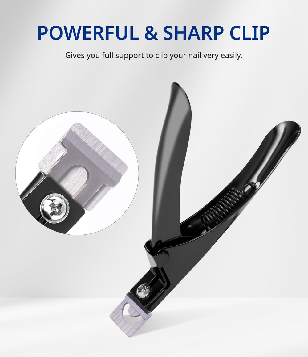 Professional Acrylic Nail Clipper Fake False Nails Tip Cutter Nail Trimmer for Artificial Nail Manicure Pedicure Sharp Rustproof Nail Art Tool Home DIY Use Black
