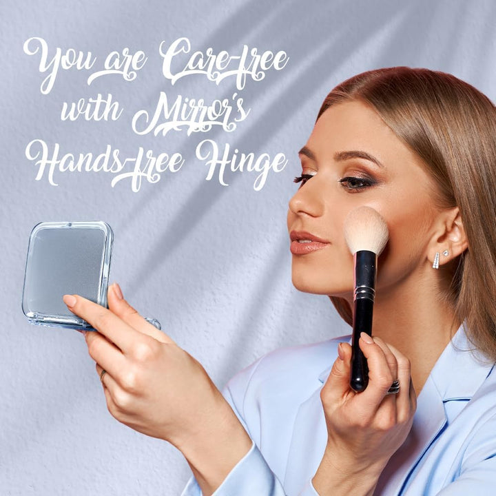Small Compact 15X Magnifying Mirror for Travel - Handheld, Foldable & Lightweight - Mini Pocket-Sized Magnified Mirror for Purse - Square 3.3” x 3.3”