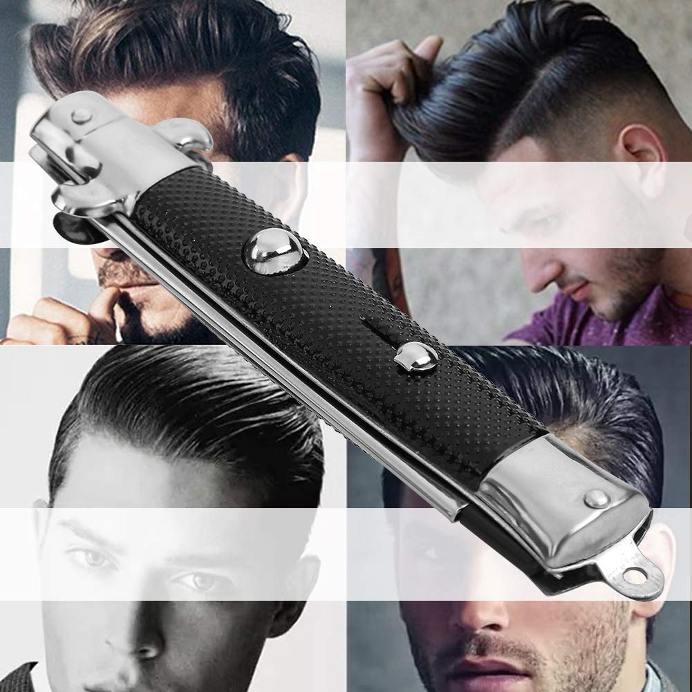 Hair Combs Switchblade, Foldable Pocket Oil Hair Styling Comb for Men, Beard and Moustache Styling Flick Comb, Metal + Plastic Folding Automatic Push Button Brush for Daily Care
