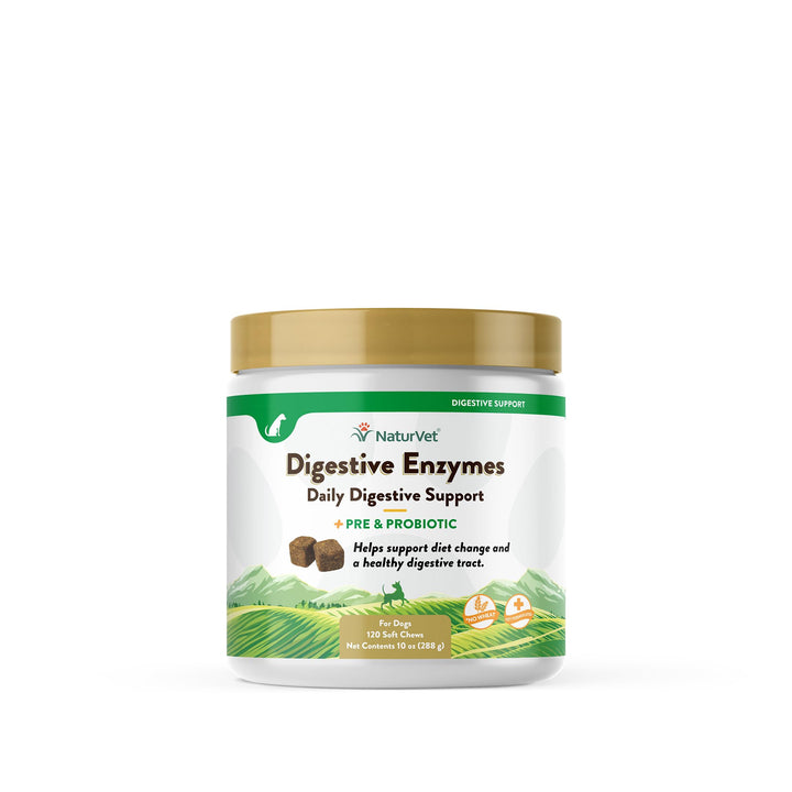 – Digestive Enzymes - Plus Probiotics & Prebiotics – Helps Support Diet Change & A Healthy Digestive Tract – for Dogs & Cats (Soft Chews, 120 Count)