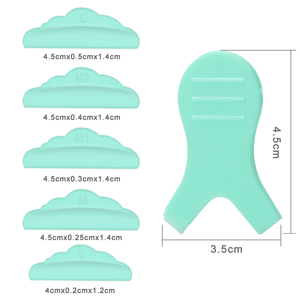 44 Pieces Silicone Eyelash Perming Curler,Lash Lift Rods Eye Makeup Tools,5 sizes S/M/M1/M2/L,Reusable Lash Lifting Shield Pads (Green)