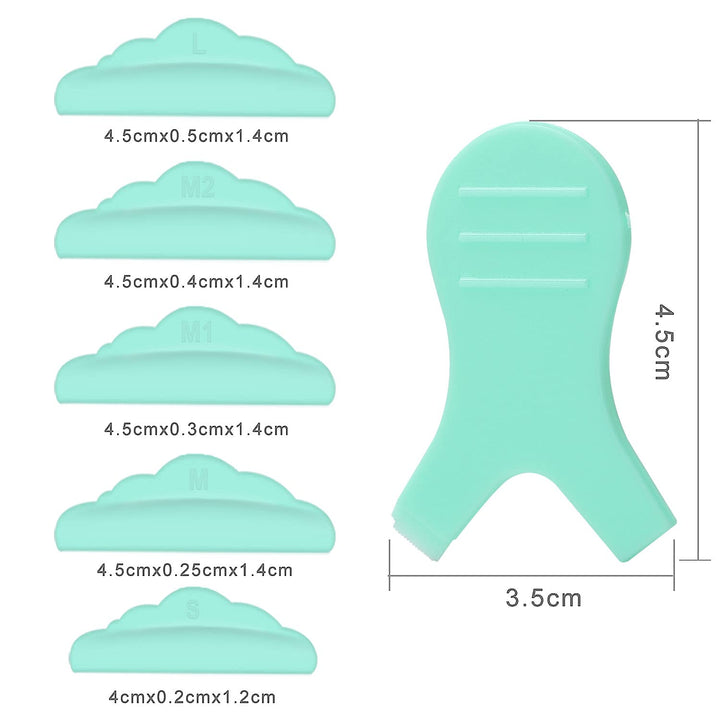 44 Pieces Silicone Eyelash Perming Curler,Lash Lift Rods Eye Makeup Tools,5 sizes S/M/M1/M2/L,Reusable Lash Lifting Shield Pads (Green)