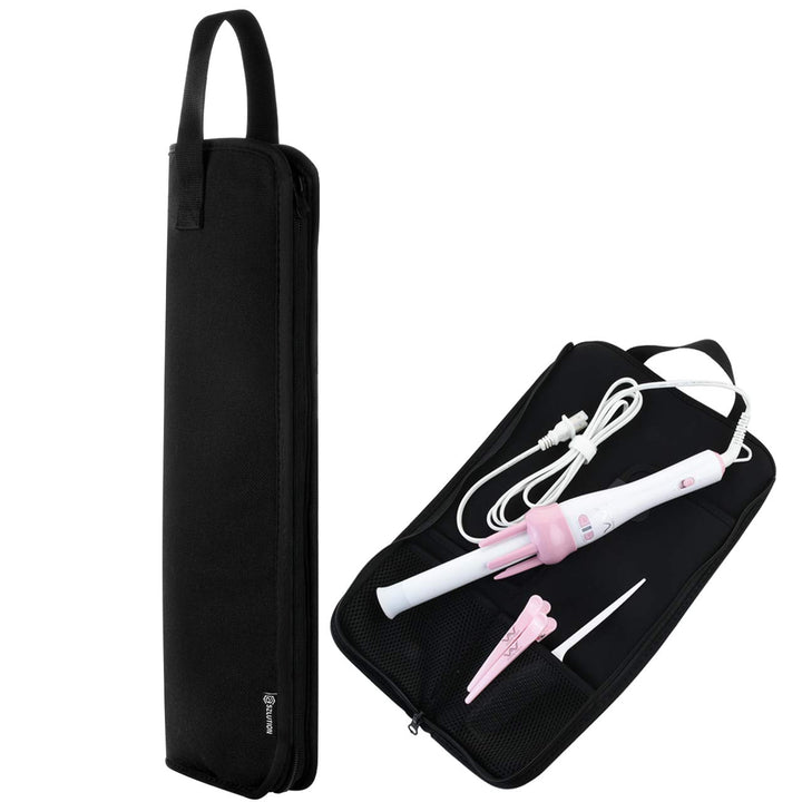 Case Star Universal Curling Iron Cover Sleeve and New Added Cable Holder for Hair Styling Tools Storage Flat Iron Travel Case Bag Hair Straightener Roll Bag Flat Iron Case (Black)