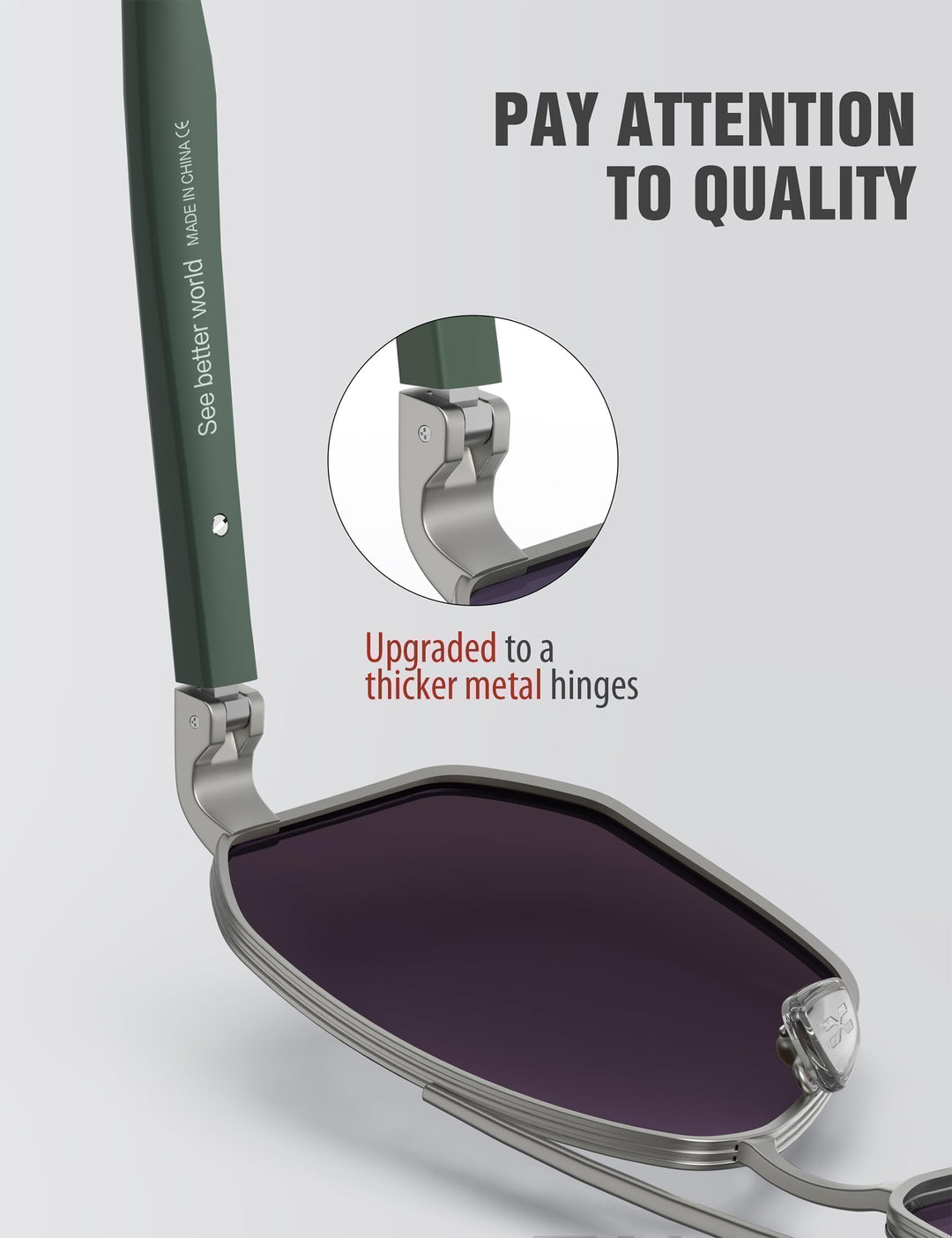 Aviator Sunglasses for Men Driving Square Polarized Polygon Lens - UV 400 Protection with Accessories(Mirror Green Lens)
