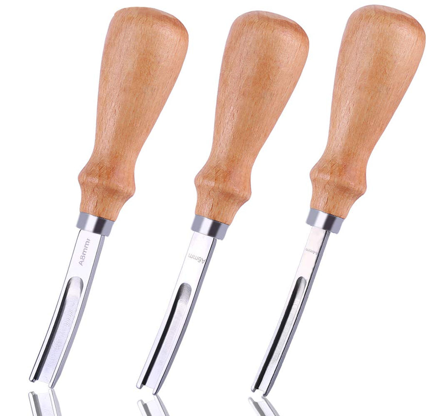 3 Size Leather Edge Beveler Tool 0.7cm, 1cm, 1.2cm, Wide Mouth Leathercraft Edge Skiving Beveler, DIY Beveler Shallow Skiving Trimming Leather Edge Press