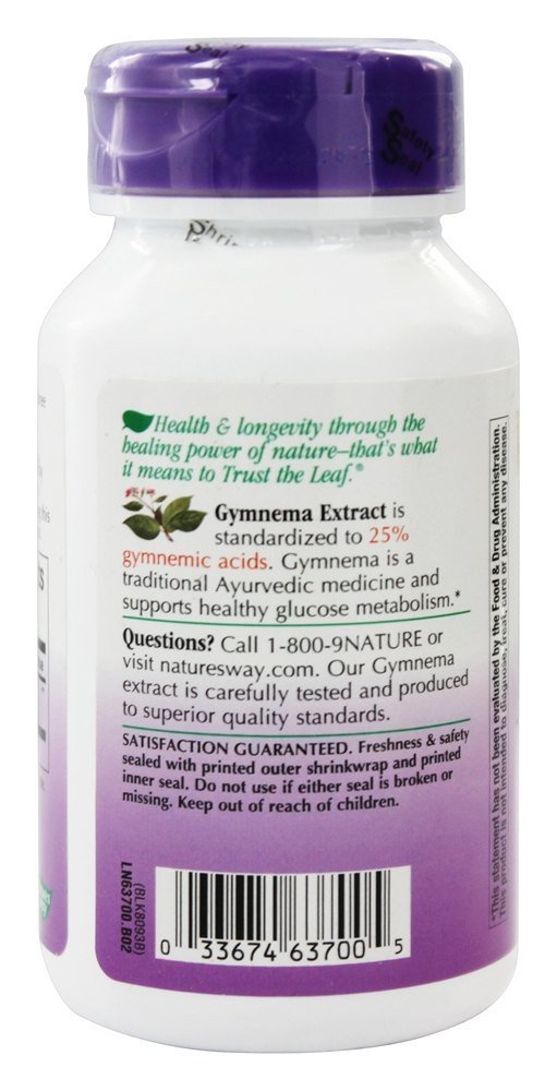 Nature's Way Gymnema Standardized, 500 mg, 60 Vegetarian Capsules, Pack of 3