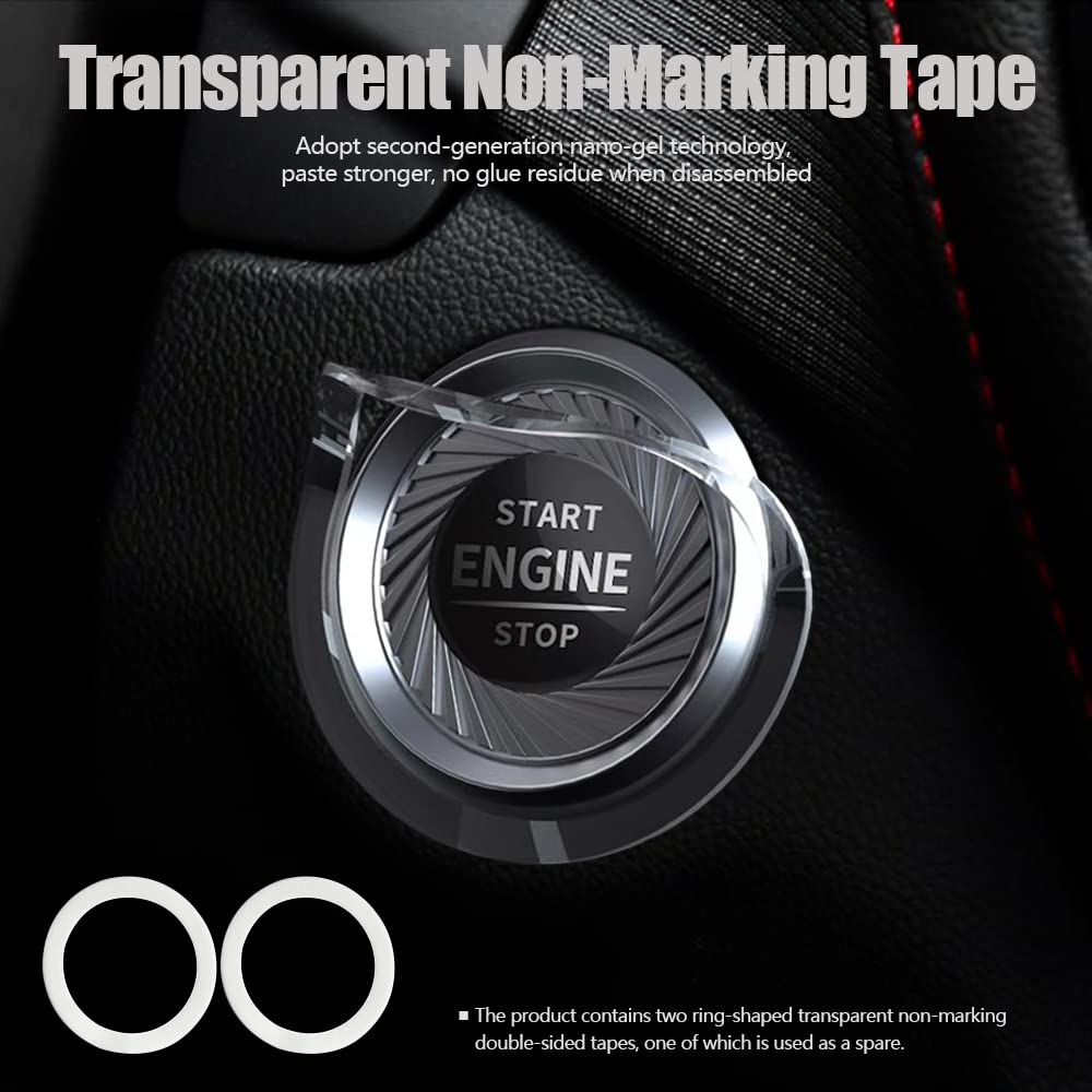 Rotary Push Start Button Cover, Car Engine Push to Start Stop Accessories, Auto Ignition Switch Cover, Cool Motorcycle Car Decor Gift for Christmas New Years Birthday, Silver