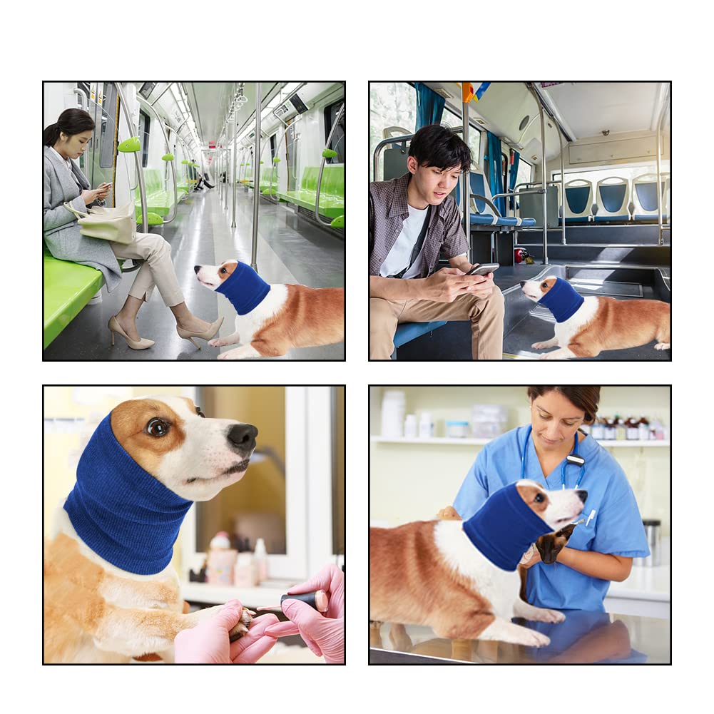 Pet Hoodie, Dog Snood Dog Neck and Ears Warmer Pet Dog Comforting Headgear Anti-Fright Doggie Ear Muffs Thunder Dog Ear Muffs Noise Protection for Anxiety Relief Calming,Blue M