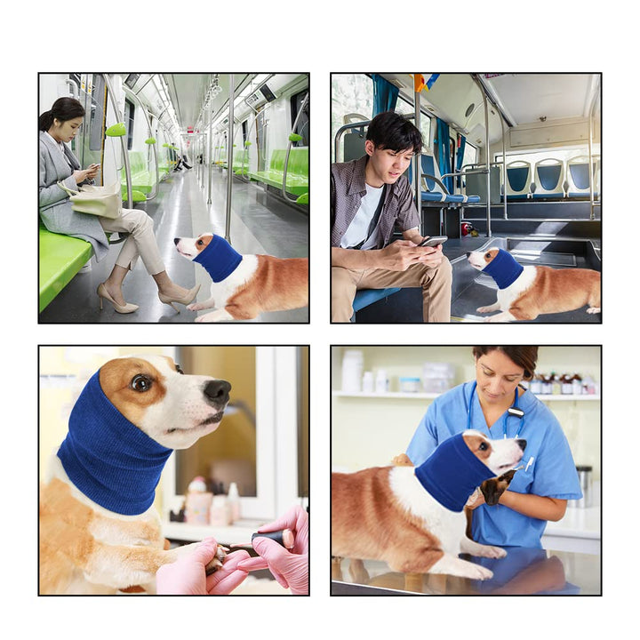 Pet Hoodie, Dog Snood Dog Neck and Ears Warmer Pet Dog Comforting Headgear Anti-Fright Doggie Ear Muffs Thunder Dog Ear Muffs Noise Protection for Anxiety Relief Calming,Blue M