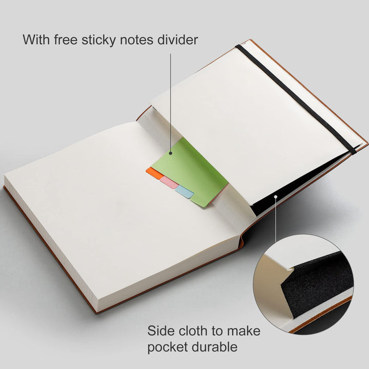Notebook College Ruled - 320 Numbered Pages Large B5 Thick Journal Lined Notebook for Work, 100gsm Thick Paper, Leather Softcover, for Women Men Work School, 7.6'' X 10''-Green
